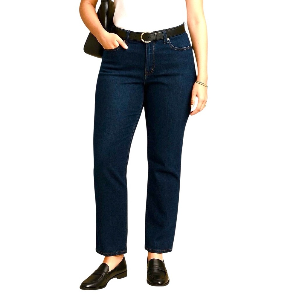 Banana Republic Straight Leg Jeans Women’s 14P Petite Dark Wash Stretch Denim